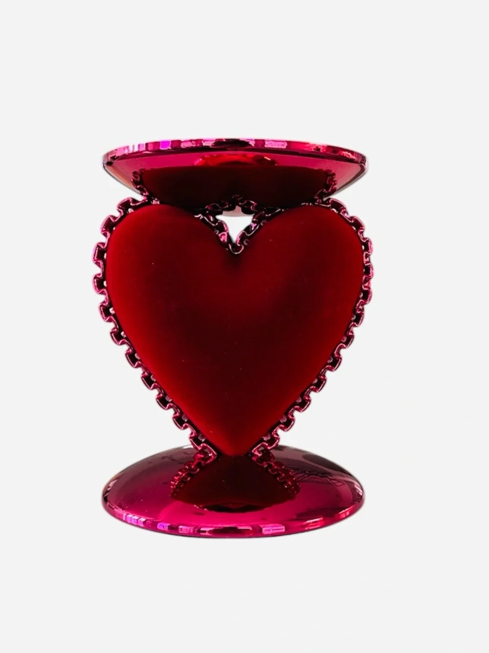 Bath Body Works Ruffled Red Heart Cushion Elegant Candle Holder Pedestal New